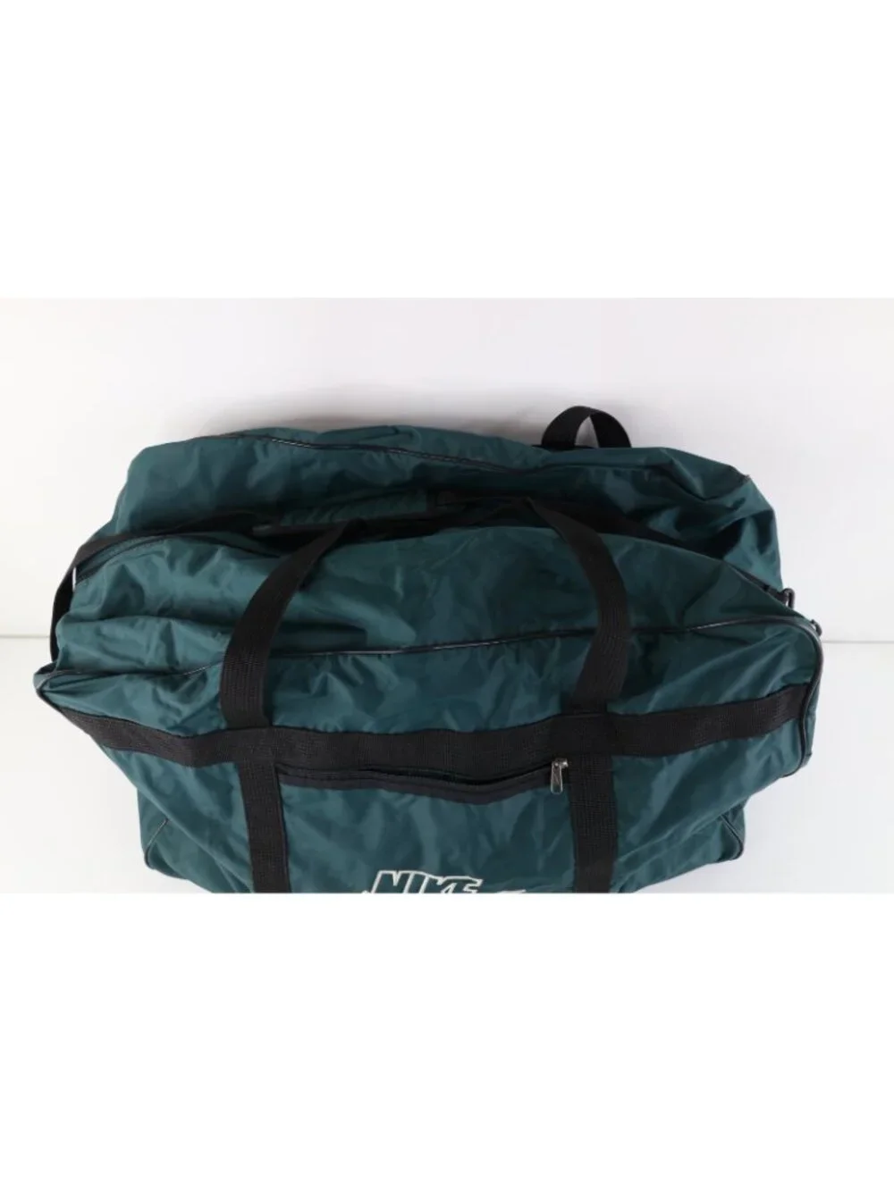 Vtg 90s Nike Travis Scott Big Swoosh Spell Out Handled Duffel Bag Green Large